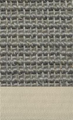 Sisal Salvador stahl 047 tæppe med kantbånd i elfenbein 003